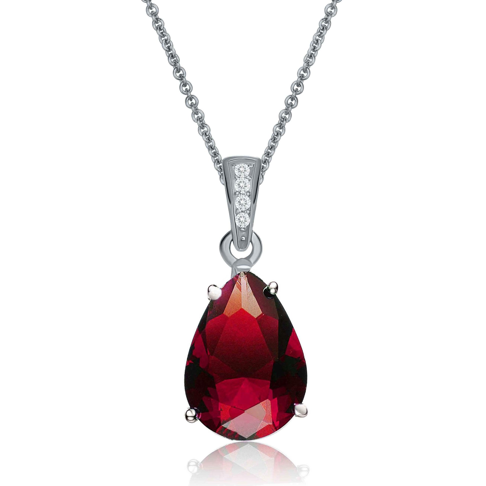 Sterling Silver Red CZ Pendant necklace DailySale