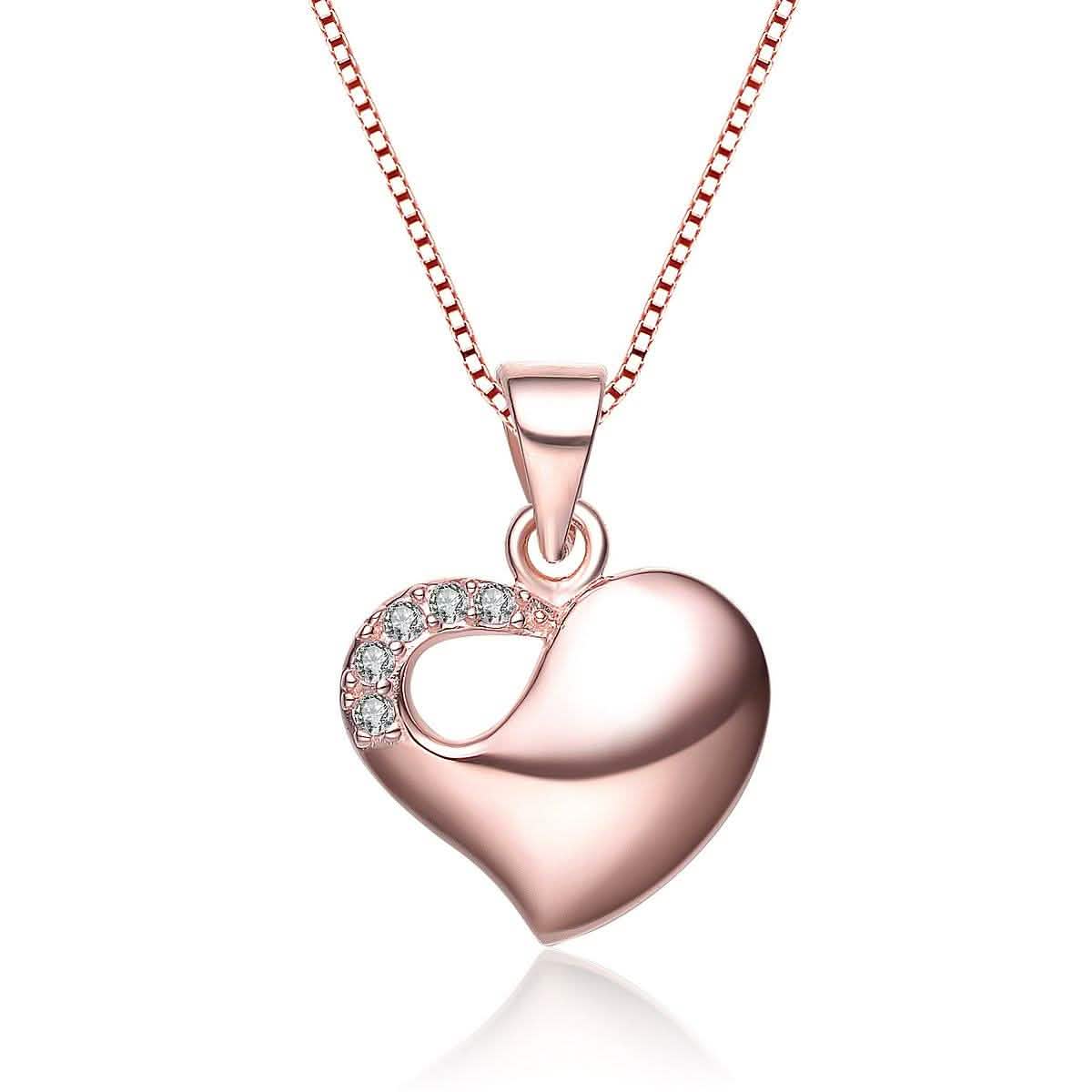 Sterling Silver Rose Heart Necklace DailySale