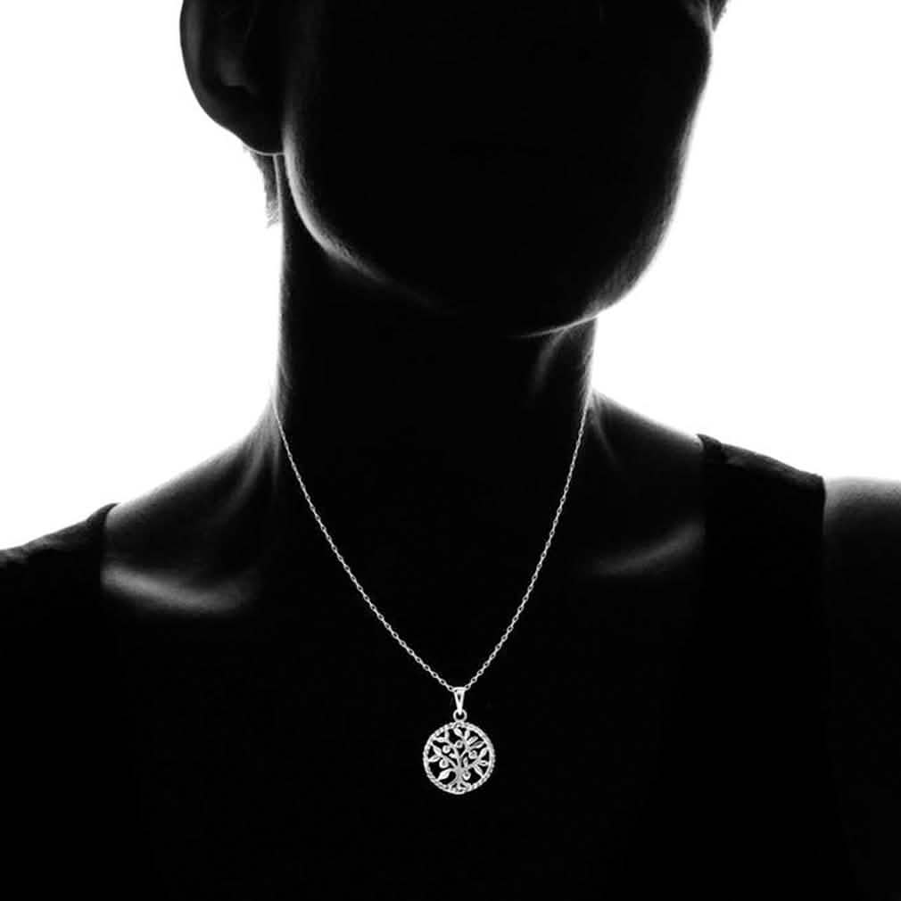 Sterling Silver Round Tree Of Life Necklace DailySale