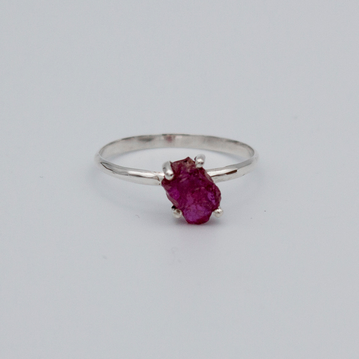 Sterling Silver Ruby Ring Raw Stone Minimalist Band BandsCo Straps