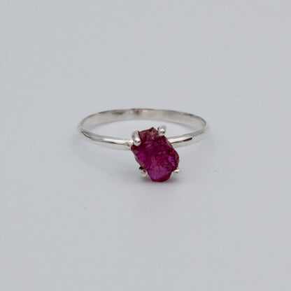 Sterling Silver Ruby Ring Raw Stone Minimalist Band BandsCo Straps