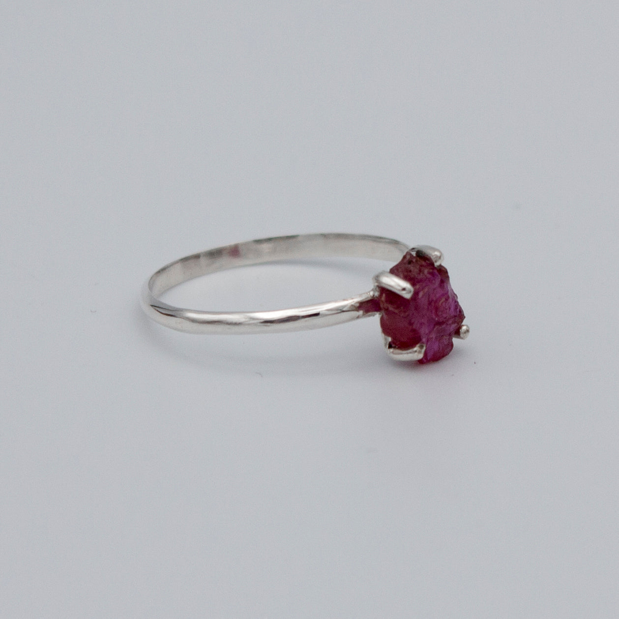 Sterling Silver Ruby Ring Raw Stone Minimalist Band BandsCo Straps