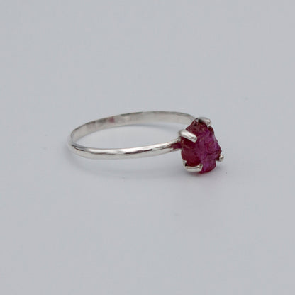Sterling Silver Ruby Ring Raw Stone Minimalist Band BandsCo Straps