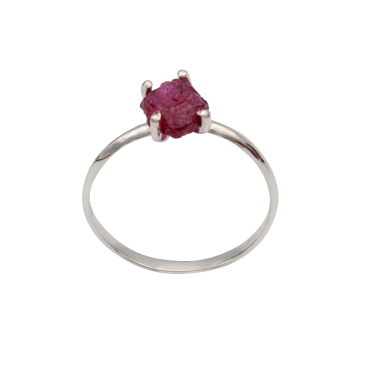 Sterling Silver Ruby Ring Raw Stone Minimalist Band BandsCo Straps