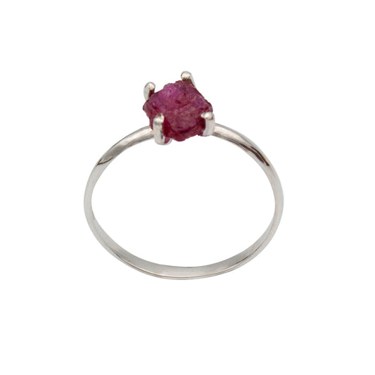 Sterling Silver Ruby Ring Raw Stone Minimalist Band BandsCo Straps