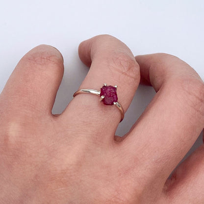 Sterling Silver Ruby Ring Raw Stone Minimalist Band BandsCo Straps
