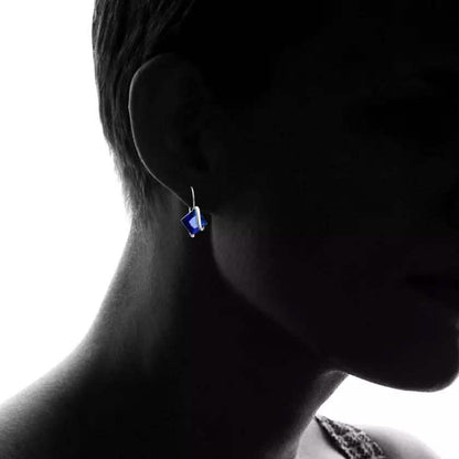 Sterling Silver Sapphire Diamond Cut Earring DailySale