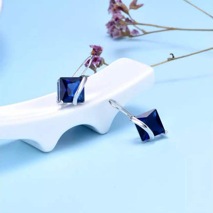 Sterling Silver Sapphire Diamond Cut Earring DailySale