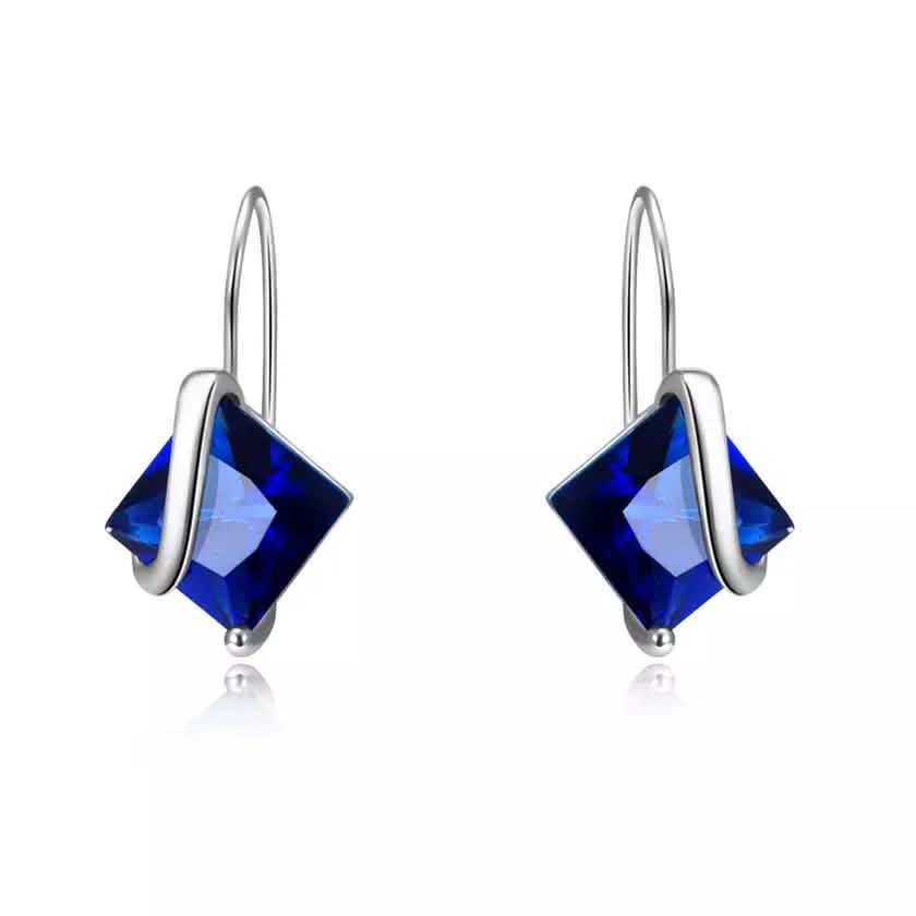 Sterling Silver Sapphire Diamond Cut Earring DailySale