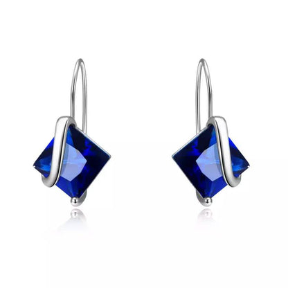Sterling Silver Sapphire Diamond Cut Earring DailySale