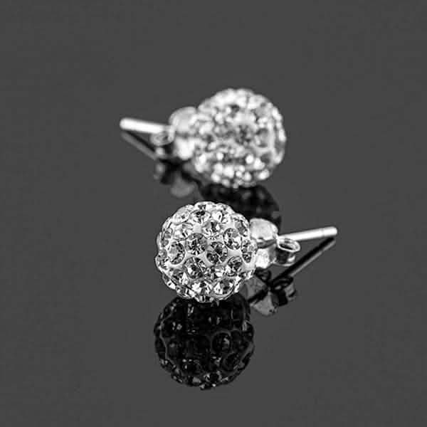 Sterling Silver White Austrian Crystal Ball Studs DailySale