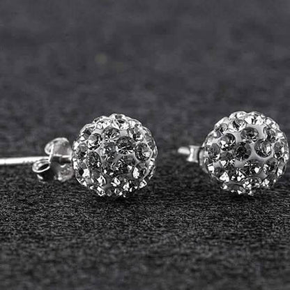 Sterling Silver White Austrian Crystal Ball Studs DailySale