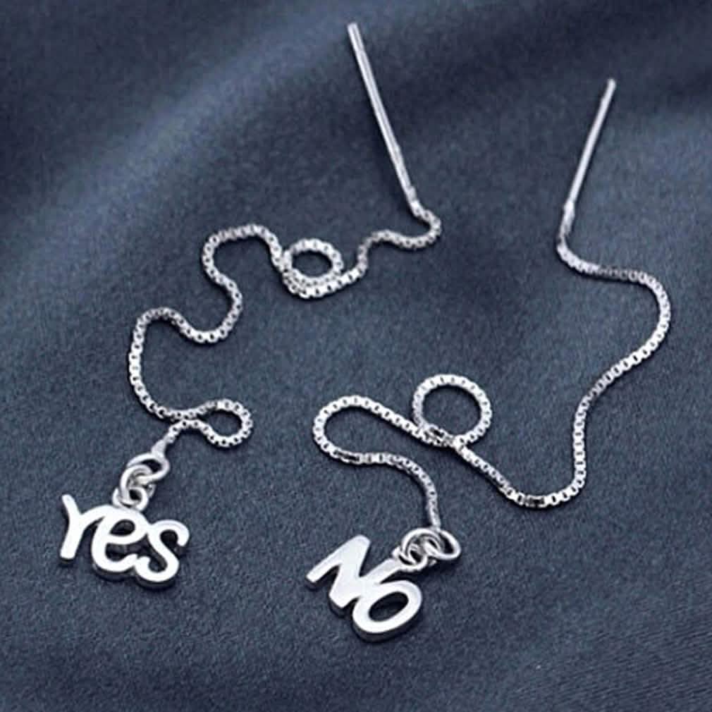 Sterling Silver Yes And No Long Threader Earrings DailySale
