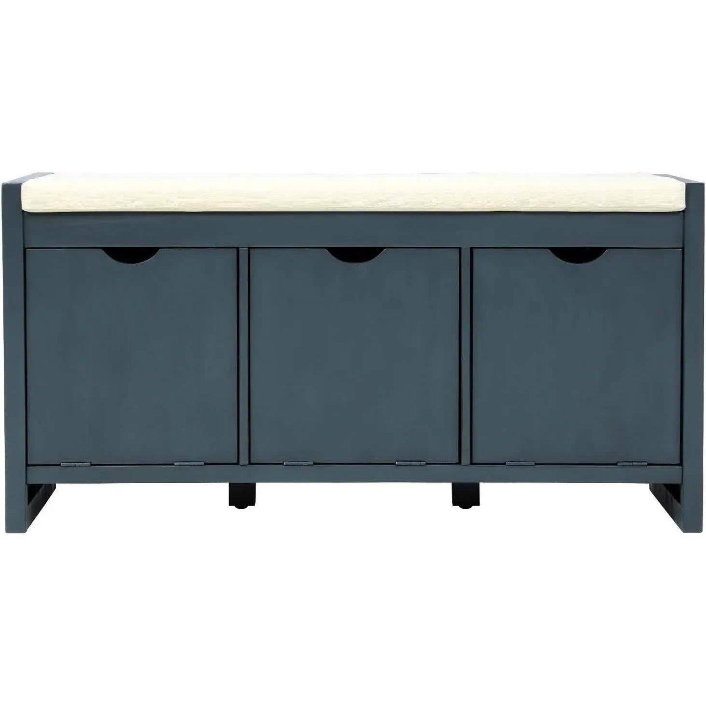 Storage Bench with Removable Cushion and 3 Flip Lock Storage Cubbies DailySale