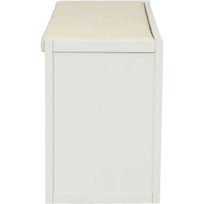 Storage Bench with Removable Cushion and 3 Flip Lock Storage Cubbies DailySale