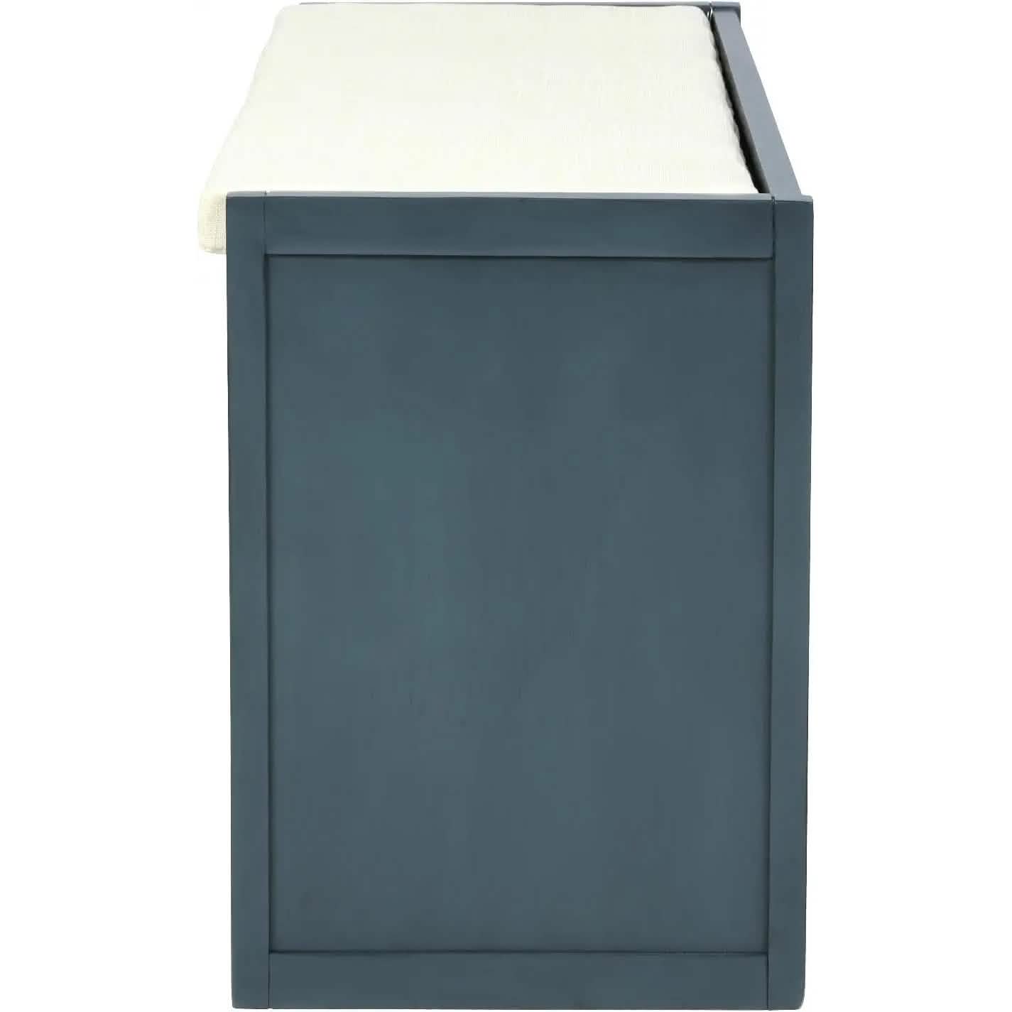 Storage Bench with Removable Cushion and 3 Flip Lock Storage Cubbies DailySale