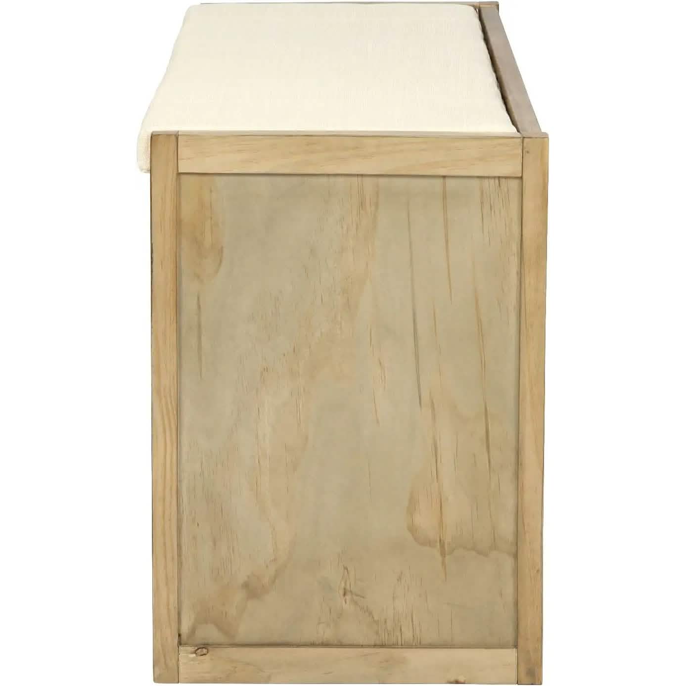 Storage Bench with Removable Cushion and 3 Flip Lock Storage Cubbies DailySale