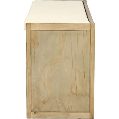 Storage Bench with Removable Cushion and 3 Flip Lock Storage Cubbies DailySale