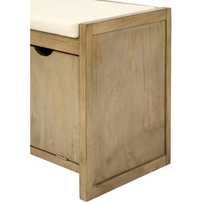 Storage Bench with Removable Cushion and 3 Flip Lock Storage Cubbies DailySale
