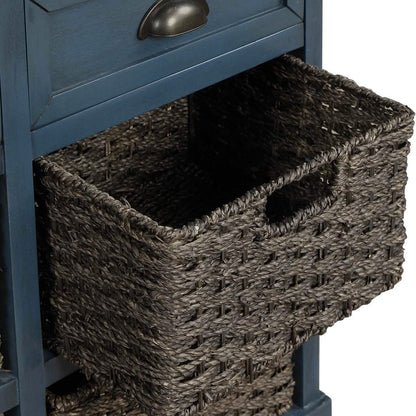 Storage Cabinet with 2 Drawers and 4 Rattan Baskets DailySale