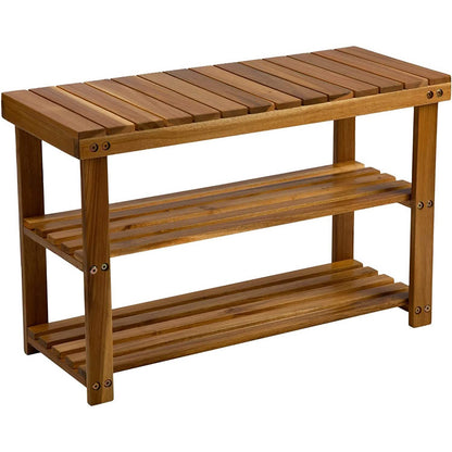 Storage Wooden Shoe Rack Rustic Wood Entryway Bench DailySale