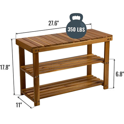 Storage Wooden Shoe Rack Rustic Wood Entryway Bench DailySale