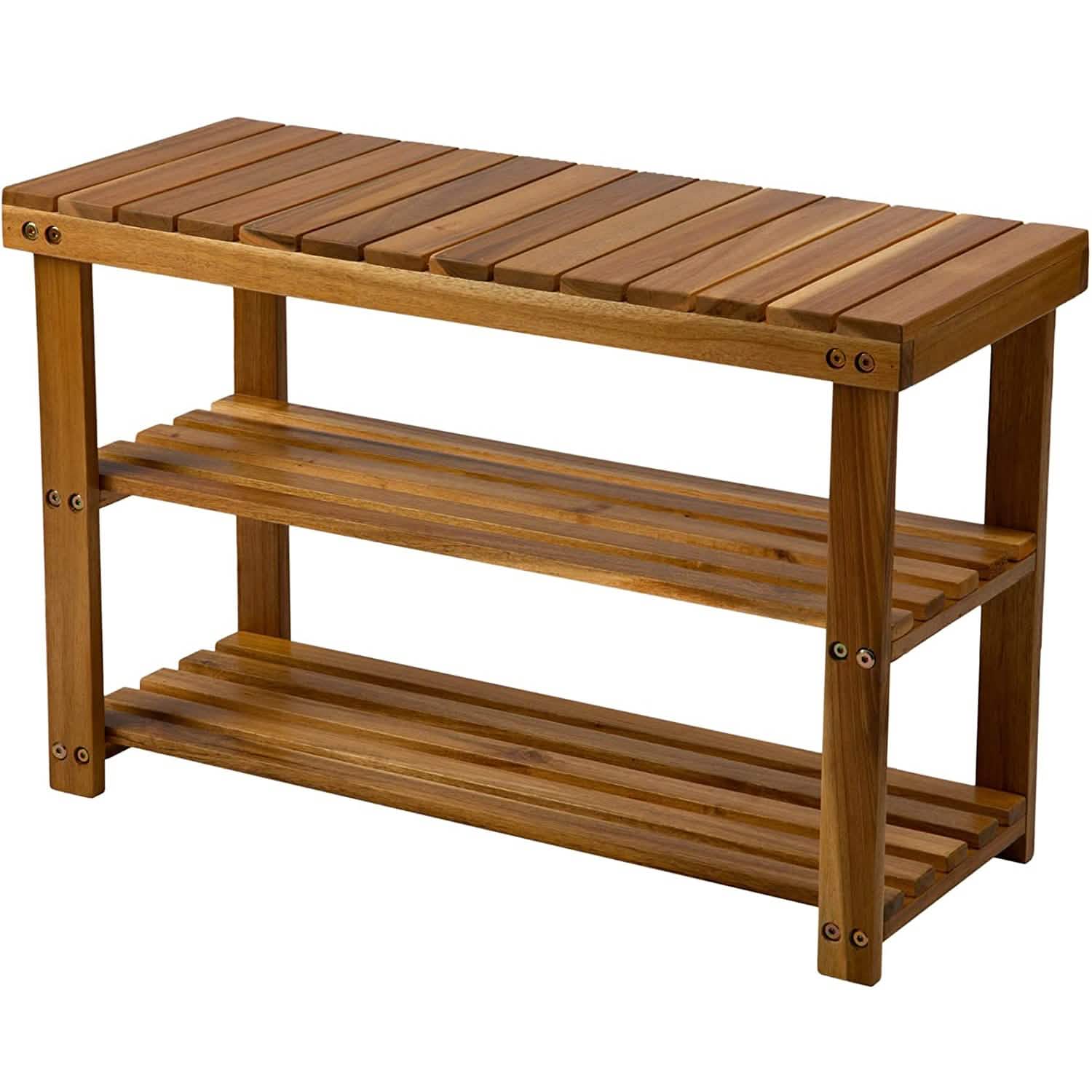 Storage Wooden Shoe Rack Rustic Wood Entryway Bench DailySale