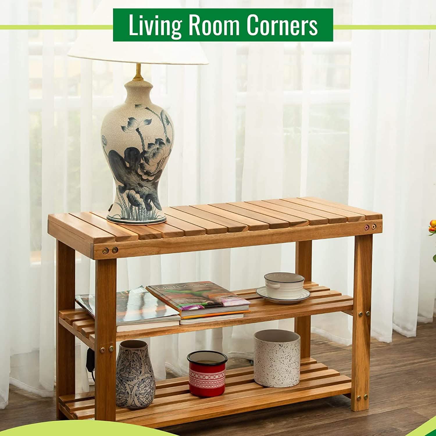Storage Wooden Shoe Rack Rustic Wood Entryway Bench DailySale