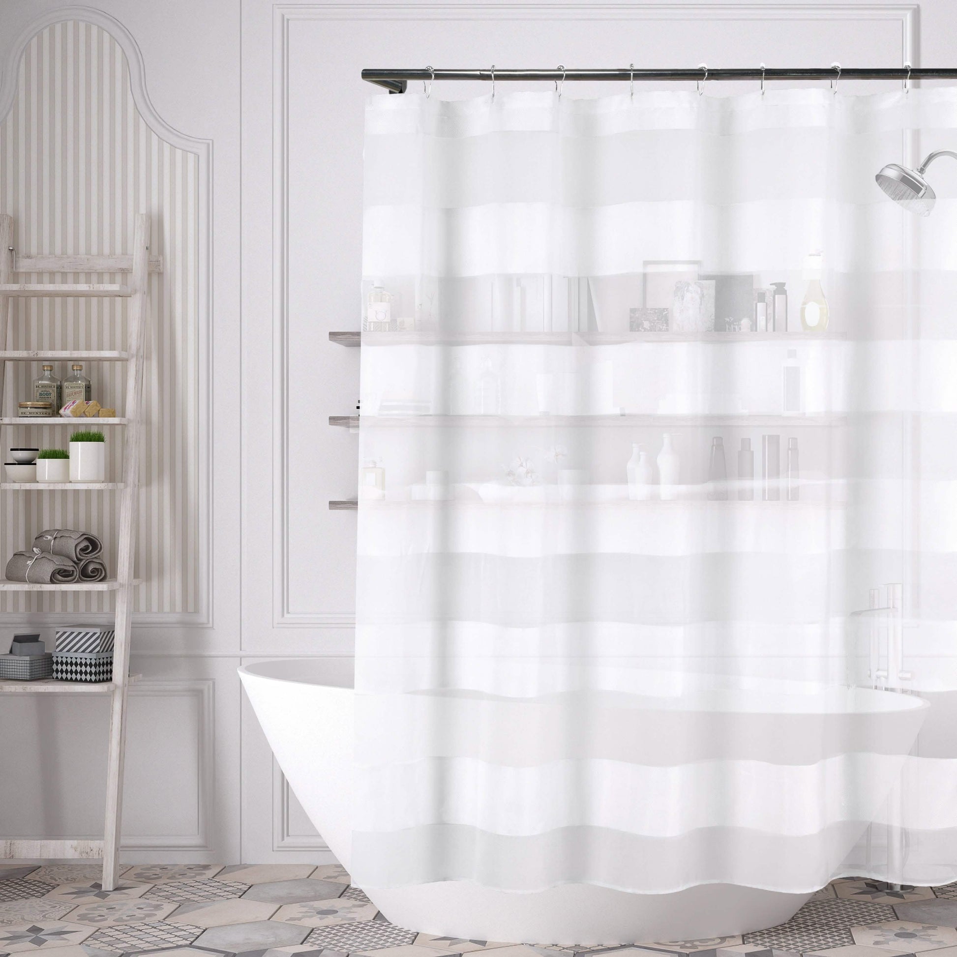 Striped Shower Curtain 70" x 72" with 12-Piece Hook Set DailySale