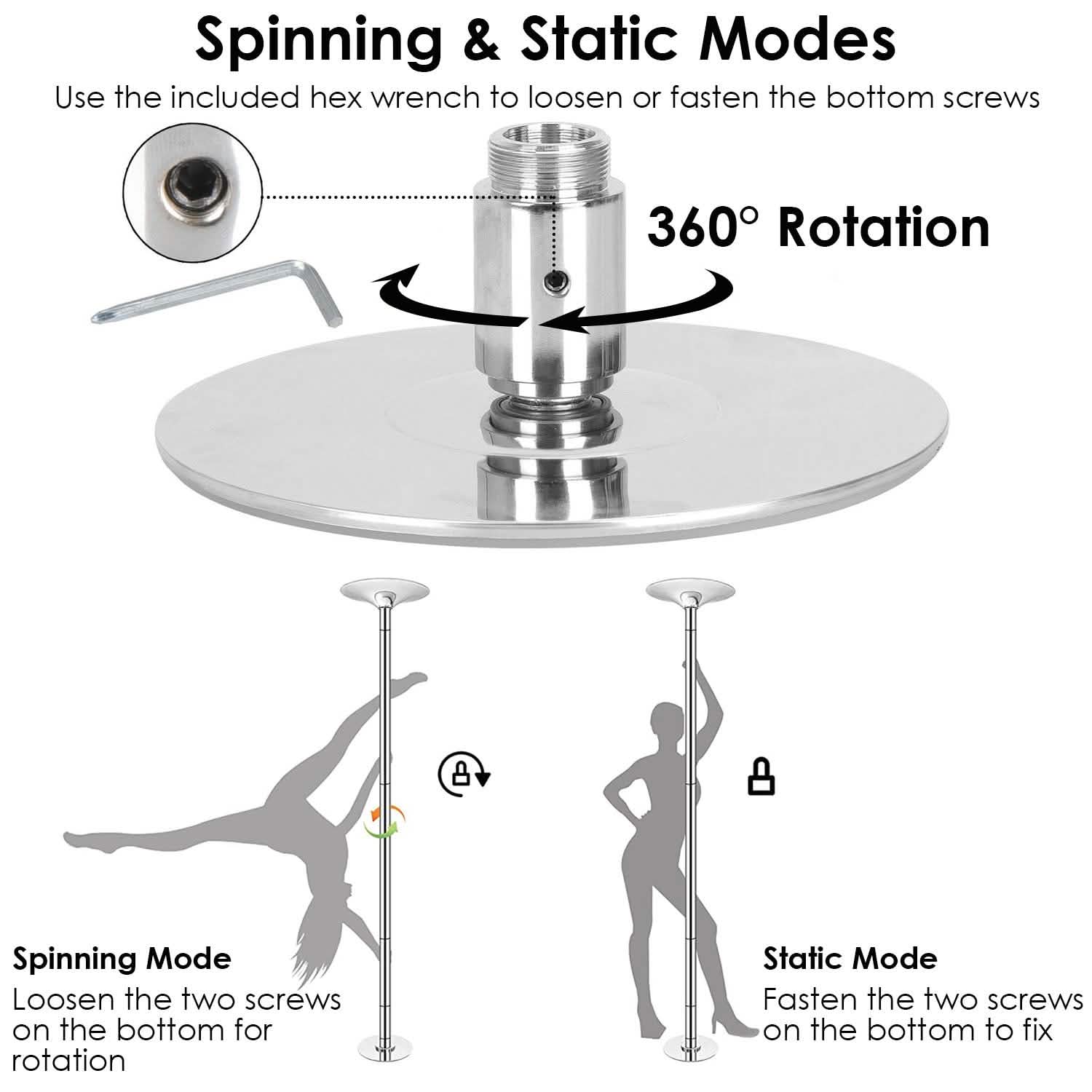 Stripper Dance Pole 45mm Spinning Static Dancing Pole DailySale