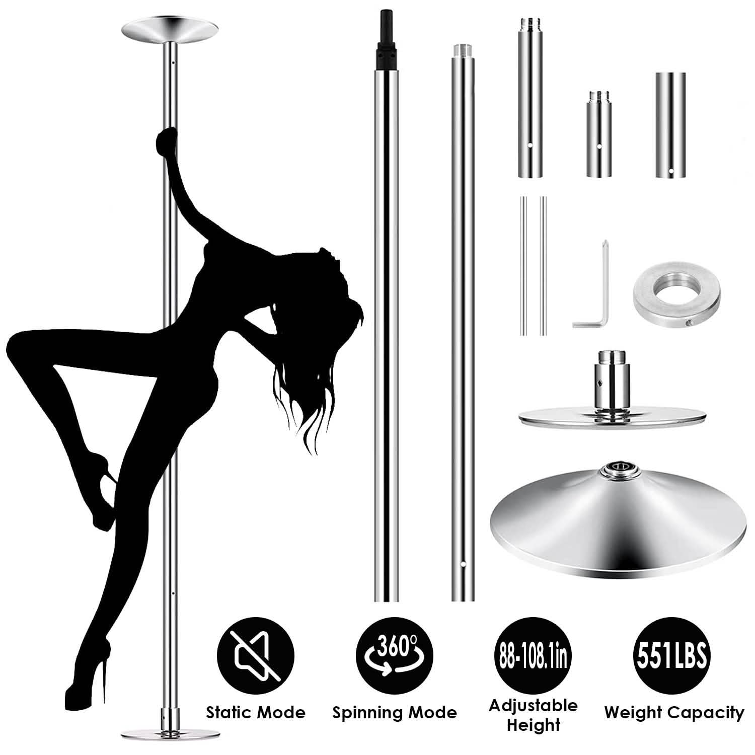 Stripper Dance Pole 45mm Spinning Static Dancing Pole DailySale
