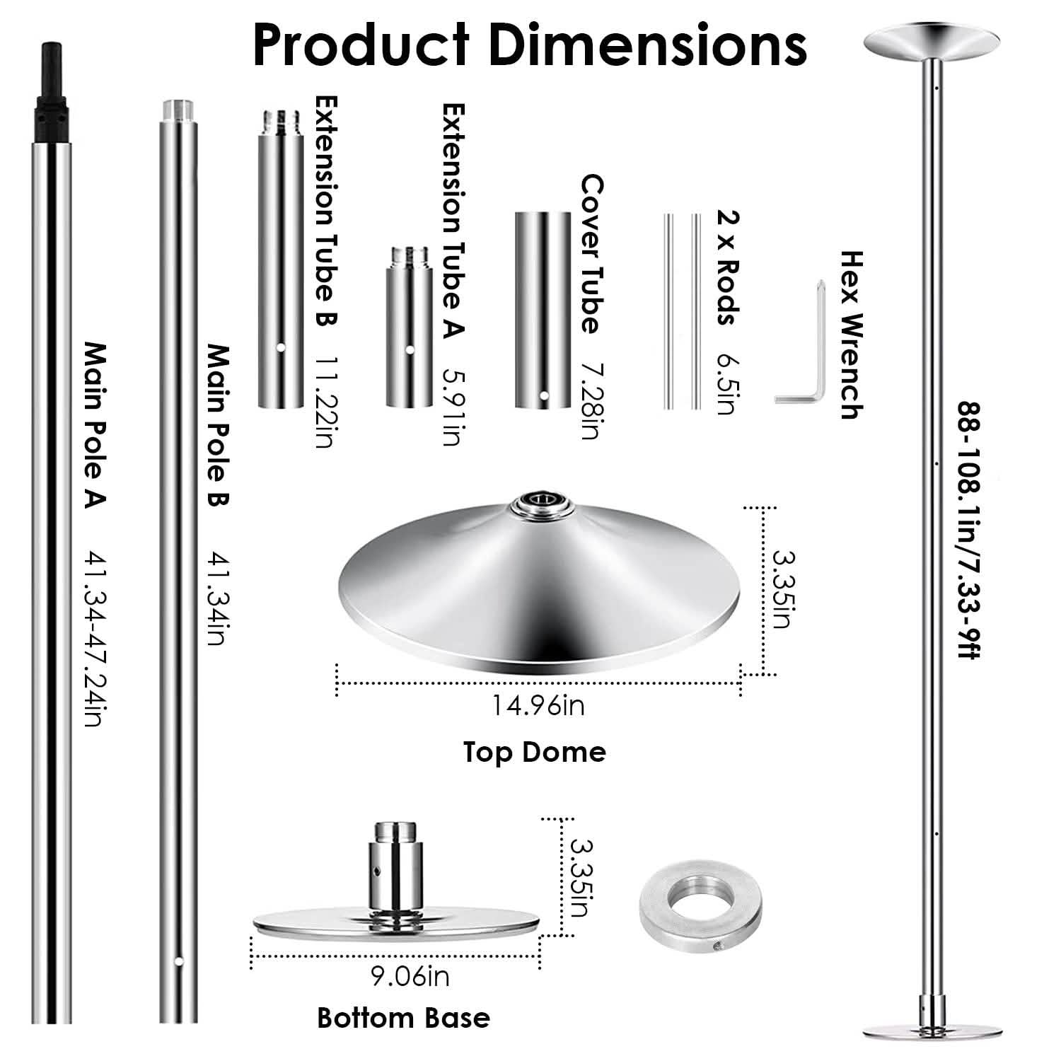 Stripper Dance Pole 45mm Spinning Static Dancing Pole DailySale