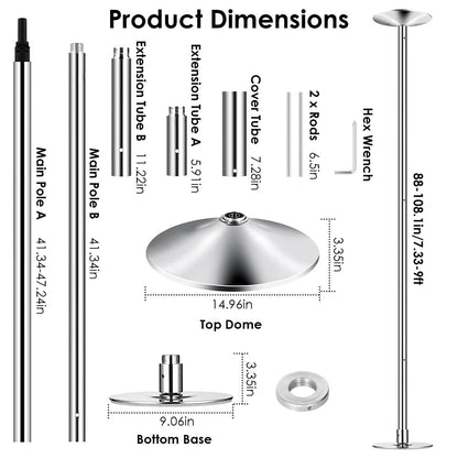 Stripper Dance Pole 45mm Spinning Static Dancing Pole DailySale