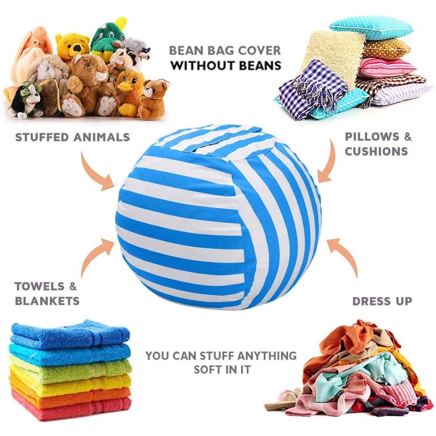 Stuffed Animal Storage Bean Bag Chair Cover DailySale
