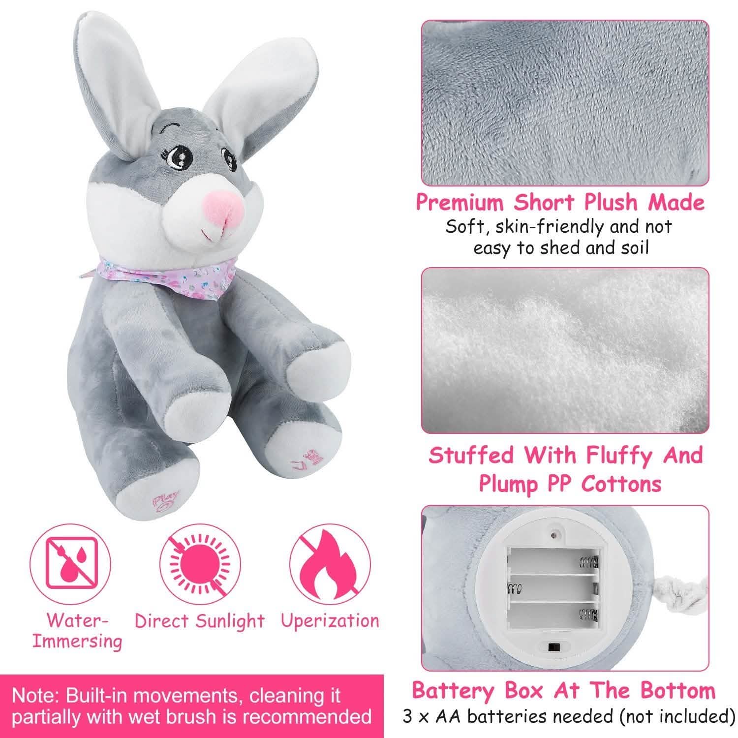 Stuffed Plush Rabbit Doll Toy Animated Talking and Singing DailySale