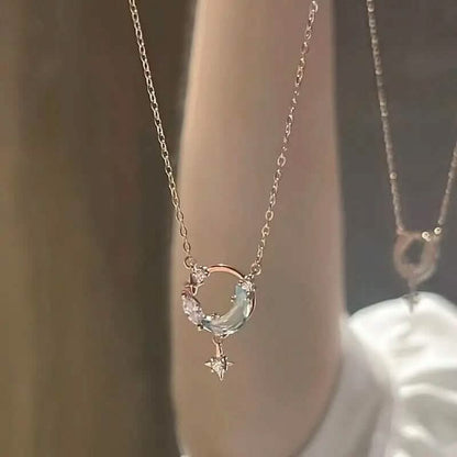 Stunning Moon and Star Birthstone Pendant Necklace DailySale
