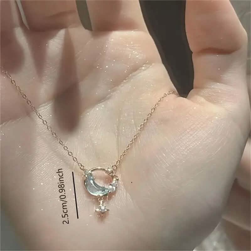 Stunning Moon and Star Birthstone Pendant Necklace DailySale