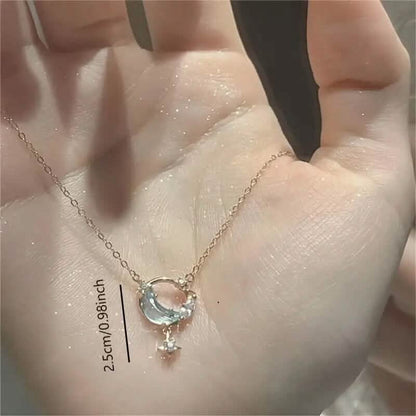 Stunning Moon and Star Birthstone Pendant Necklace DailySale