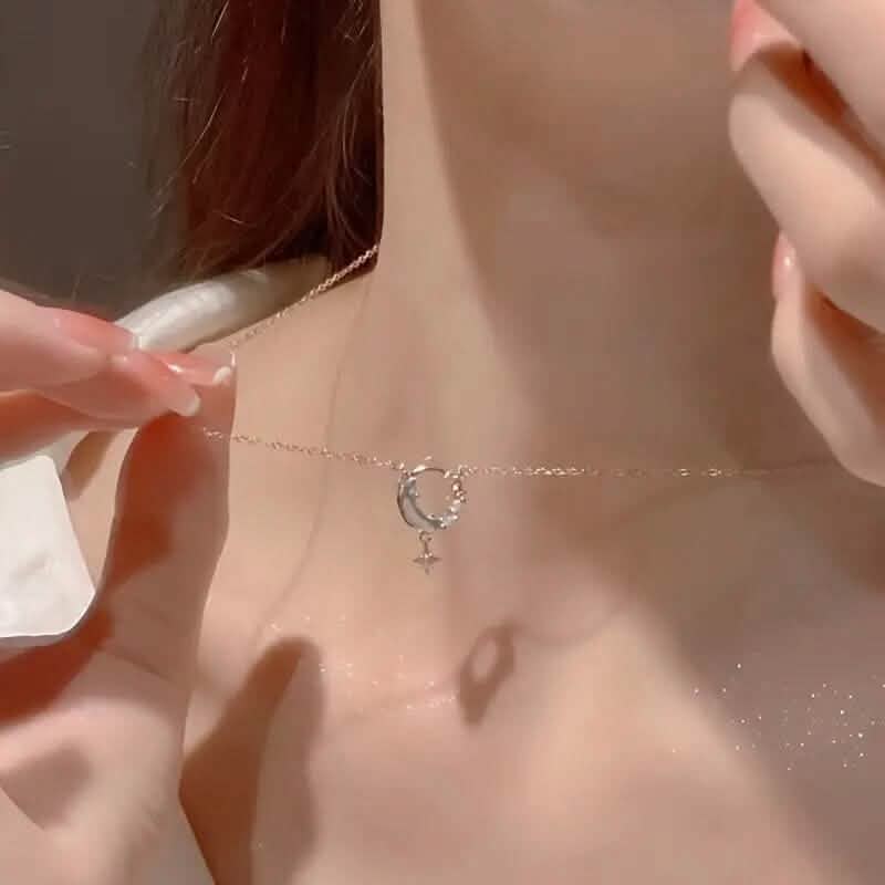 Stunning Moon and Star Birthstone Pendant Necklace DailySale