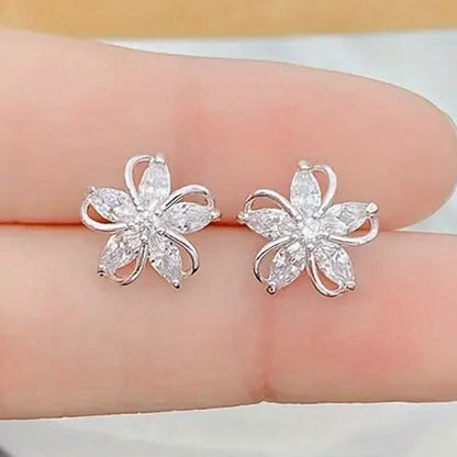 Stylish Zirconia Petal Flower Stud Earrings DailySale