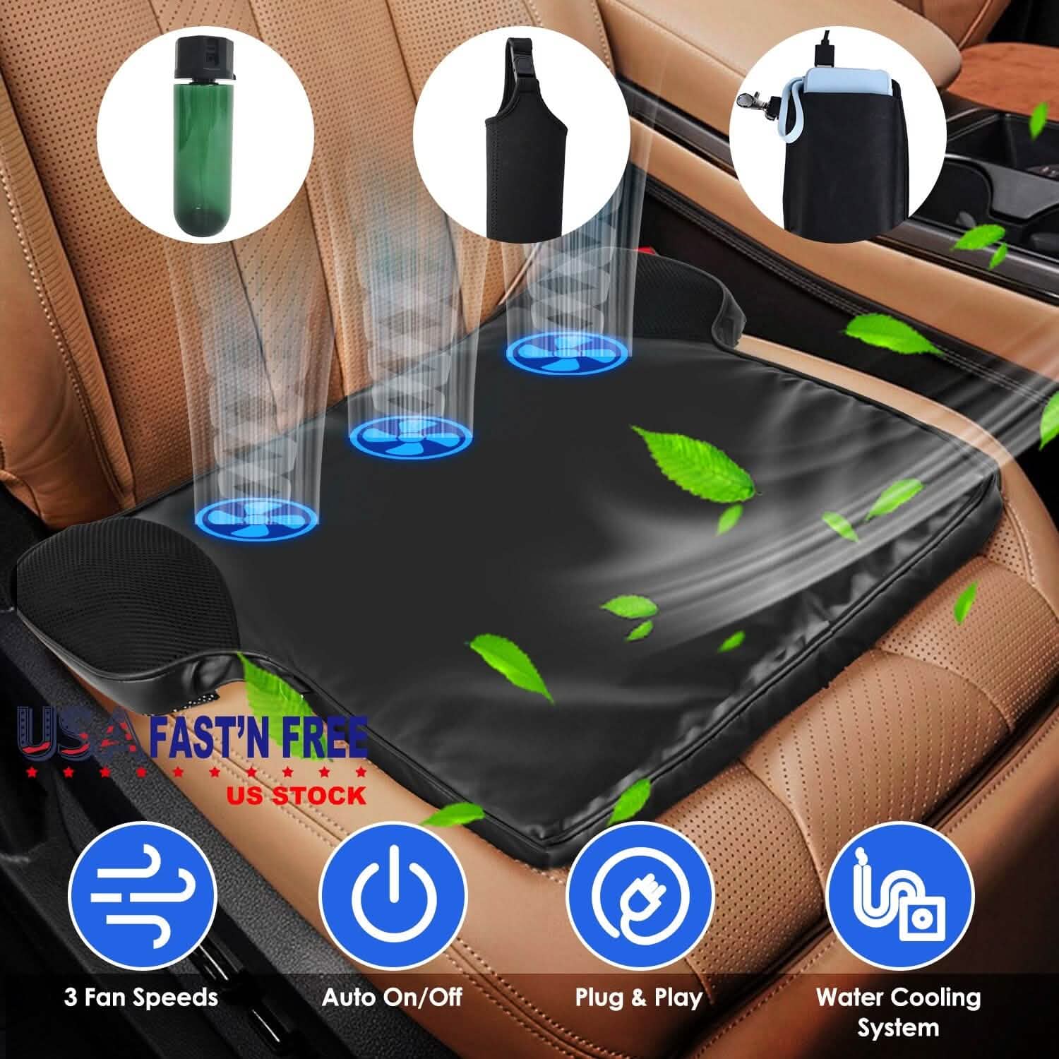Summer Water Cooling System Seat Cushion with Fans 3 Speeds DailySale