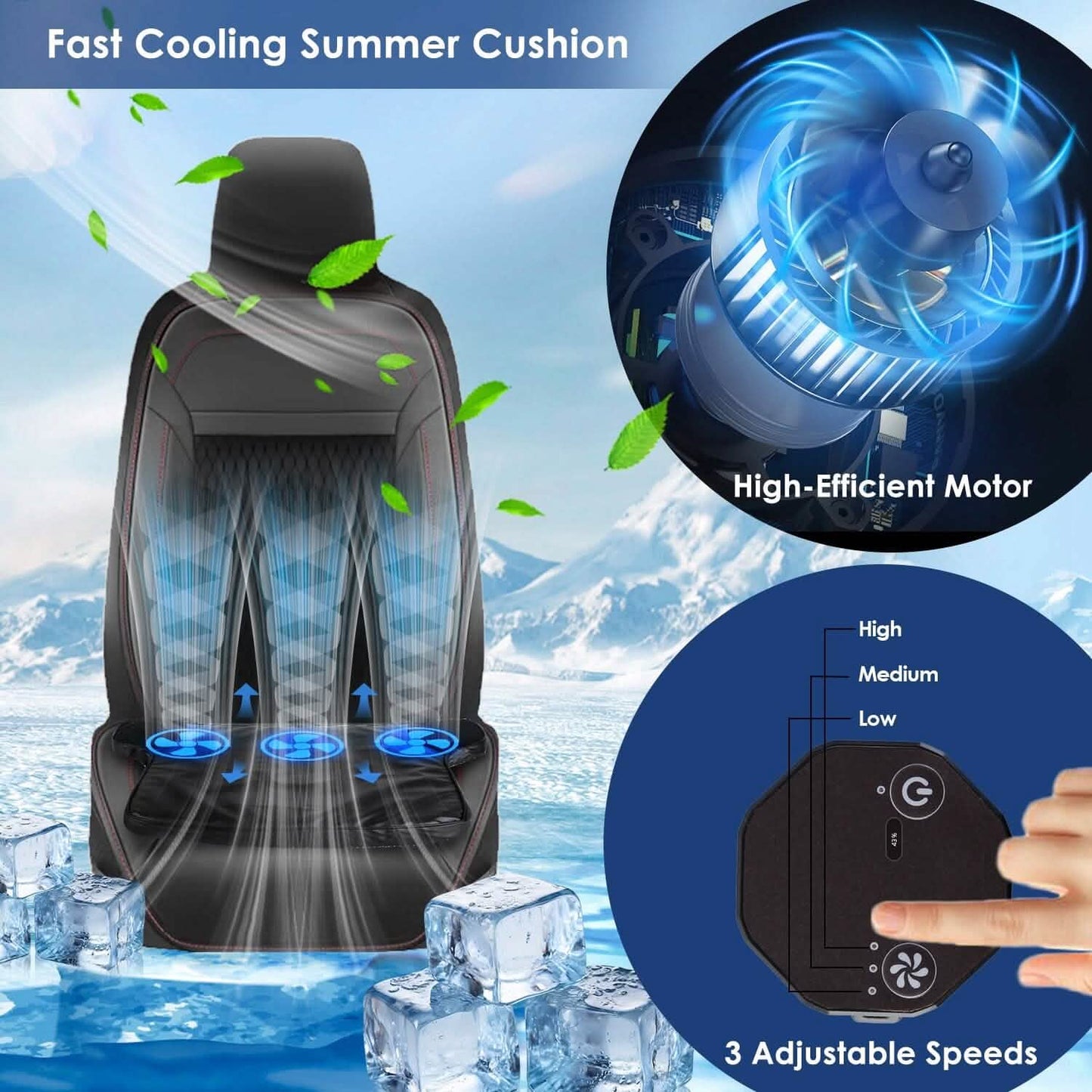 Summer Water Cooling System Seat Cushion with Fans 3 Speeds DailySale
