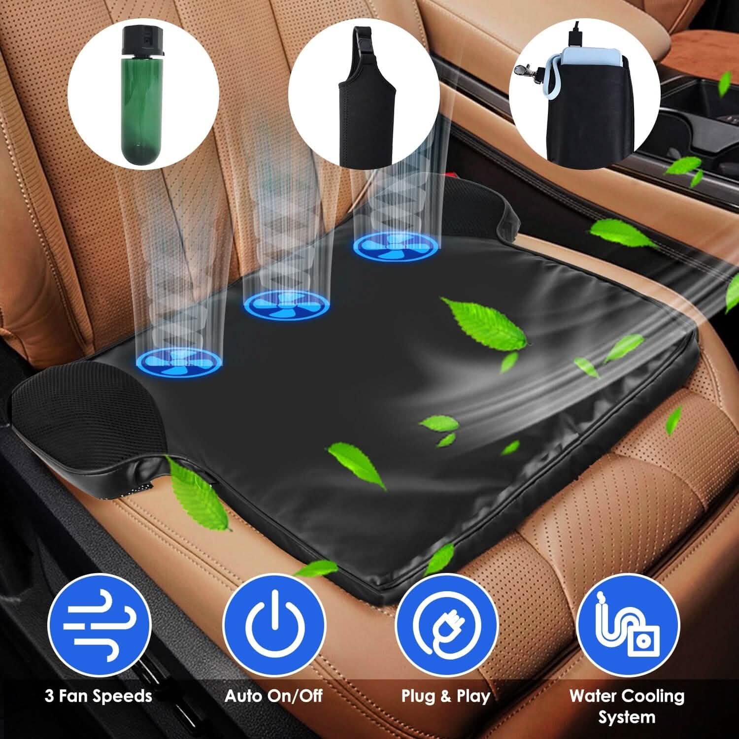 Summer Water Cooling System Seat Cushion with Fans 3 Speeds DailySale