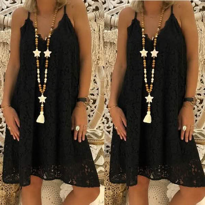 Summer Women's Loose V-neck Sling Sleeveless Dress DailySale