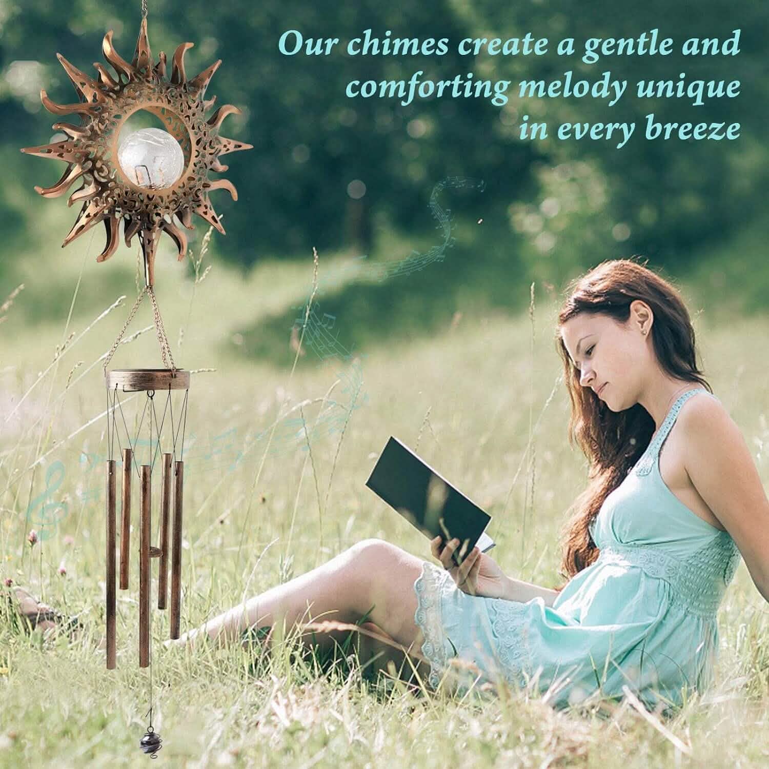 Sun Solar Wind Chimes DailySale