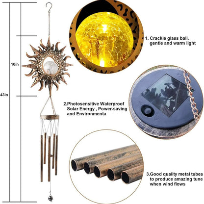 Sun Solar Wind Chimes DailySale