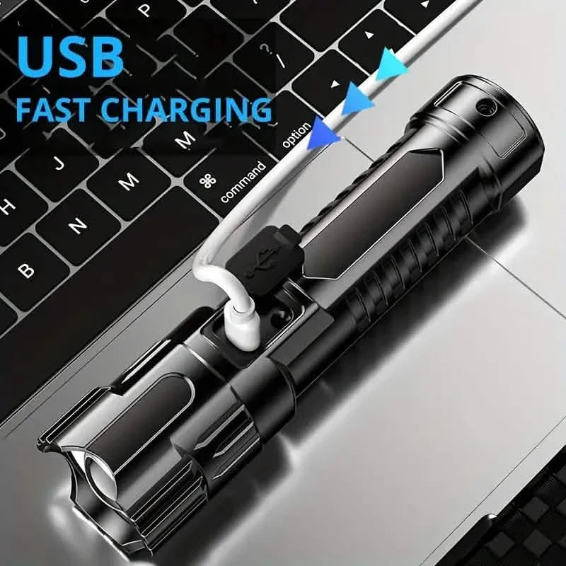 Super Bright Flashlight, USB Rechargeable Telescopic Zoom Wide Beam DailySale