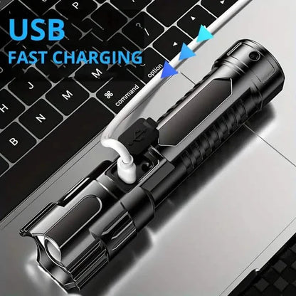Super Bright Flashlight, USB Rechargeable Telescopic Zoom Wide Beam DailySale