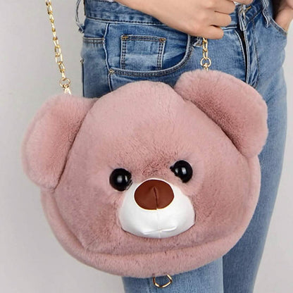 Super Cute Faux Fur Women's Handbag Bear Head Animal DailySale