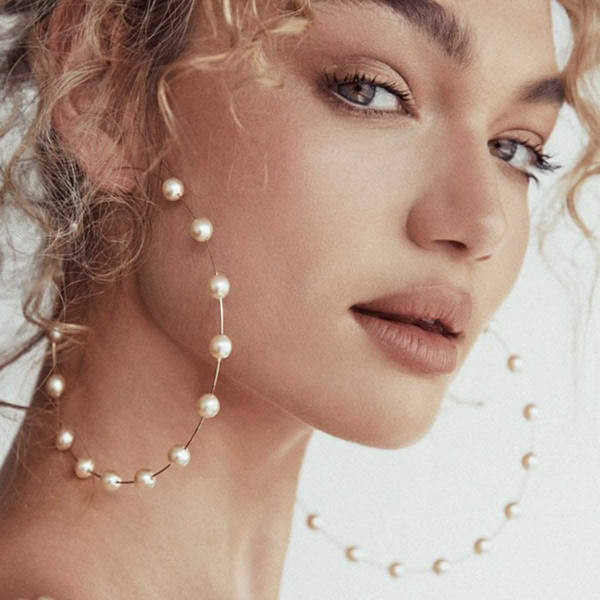 Super Huge Circle Pearls Earrings Thin Dangle DailySale